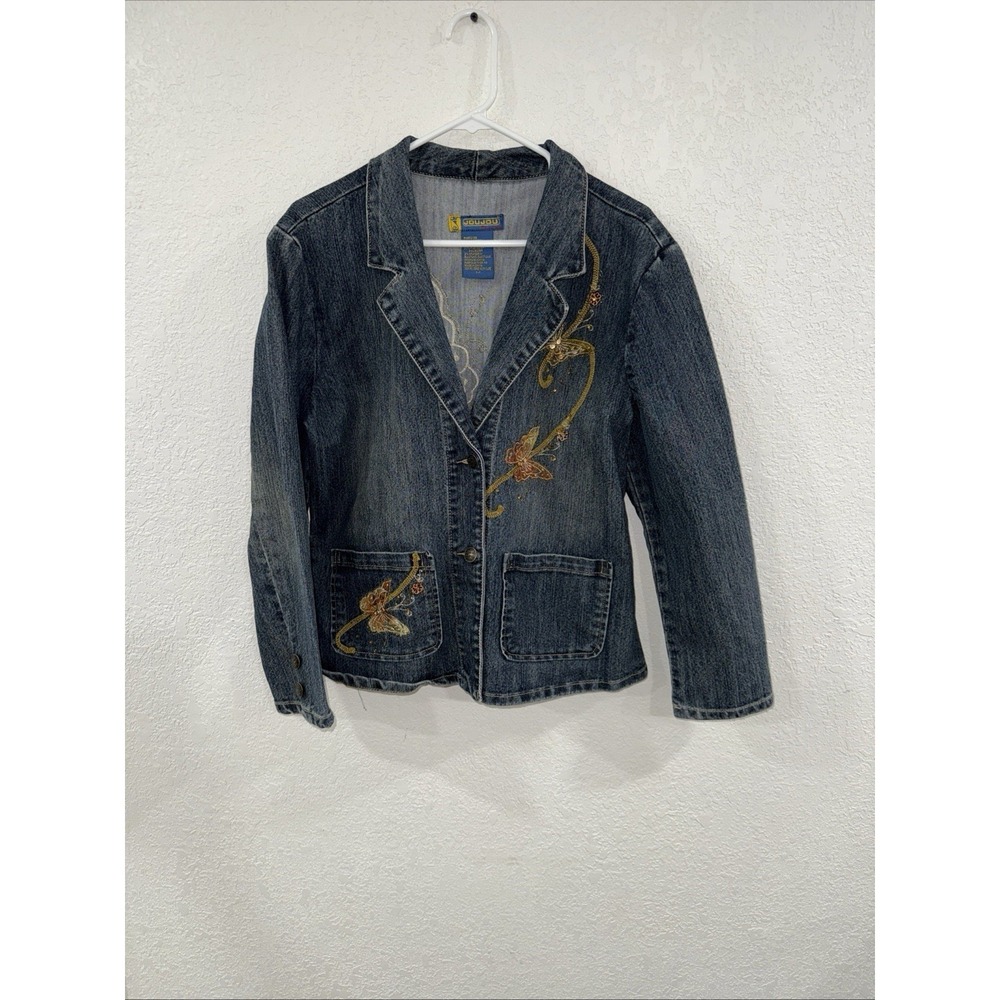 Joujou Denim Jacket With Butterfly Design Medium